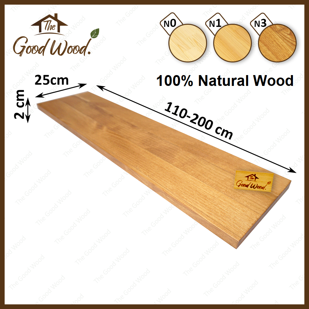 (จัดส่ง 1-2 วัน) ชั้นวางของไม้สน หนา 20mm. กว้าง 25cm. x ยาว 110-200cm. AB ต่อลายเส้นตรง ไม้สนประสาน