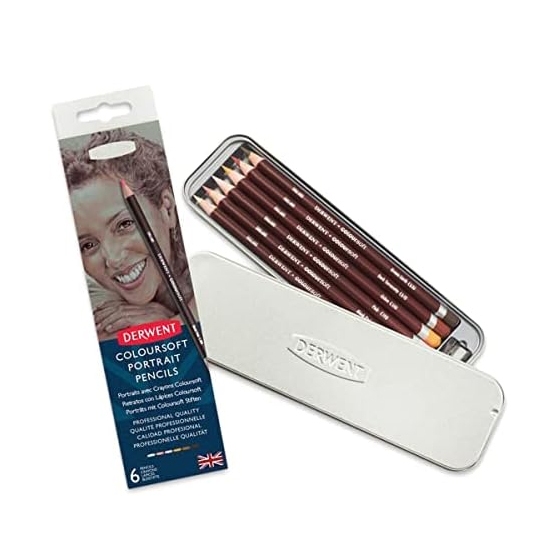 ดินสอสีไม้ ชุดสีผิว 6 แท่ง Derwent Coloursoft Portrait Set