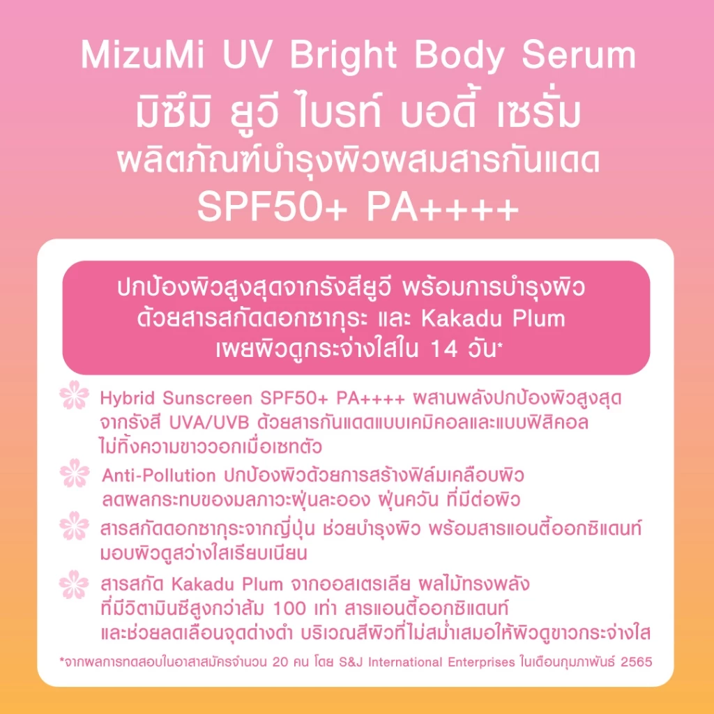 [แพ็คคู่ SET DUO] MizuMi Bright Body Serum เซตเซรั่มกันแดดทาผิวกาย เบาสบาย ซึมไว thumbnail 8