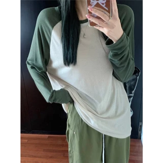 Cicishop(3325)เสื้อแขนยาวสีทูโทน ทรงoversize ใส่สบาย ไม่ควรพลาด เหมาะกับทุกวัย