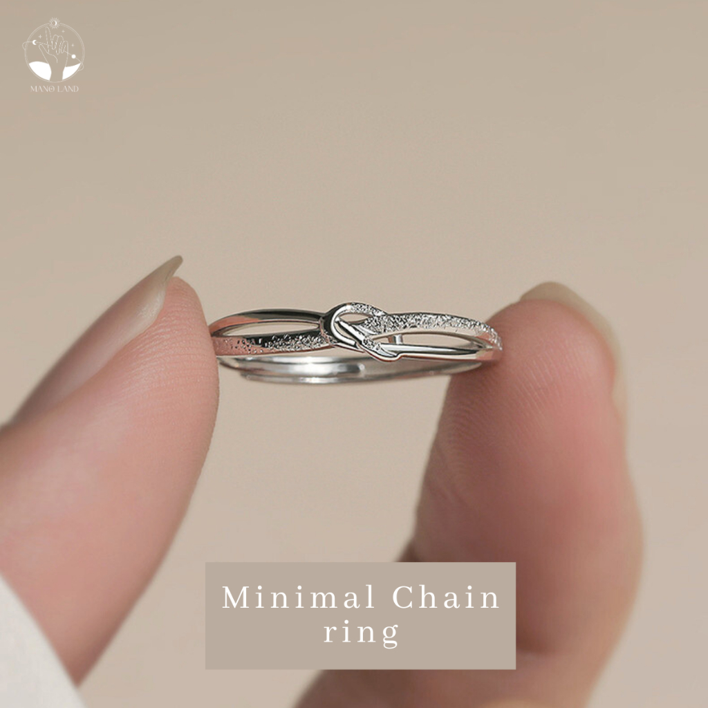 MNL💕แหวนเงินแท้ Minimal Chain ลายโซ่ ปรับขนาดได้ สไตล์มินิมอล เกาหลี เครื่องประดับแฟชั่นผู้หญิง เงินแท้ ของขวัญ วันเกิด