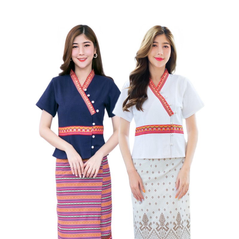 เสื้อพื้นเมืองผู้หญิงแต่งเทปคาดเอว