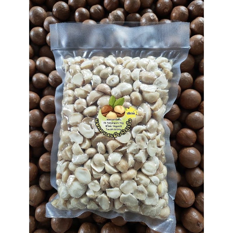 แมคคาเดเมียอบใหม่พร้อมทาน ซีกสีน้ำตาล(ตกเกรด) 500g.🌰