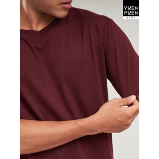 YuenPuen เสื้อยืดคอกลม สีเลือดหมู ยืนพื้น ไม่ยืด ไม่ย้วย เสื้อสีพื้น ผ้าCotton ผสม Polyester ผ้านุ่ม