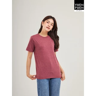 YuenPuen เสื้อยืดคอกลม สีแดงอ่อน ยืนพื้น ไม่ยืด ไม่ย้วย ไม่ต้องรีด สีพื้น เนื้อผ้านุ่มใส่สบาย