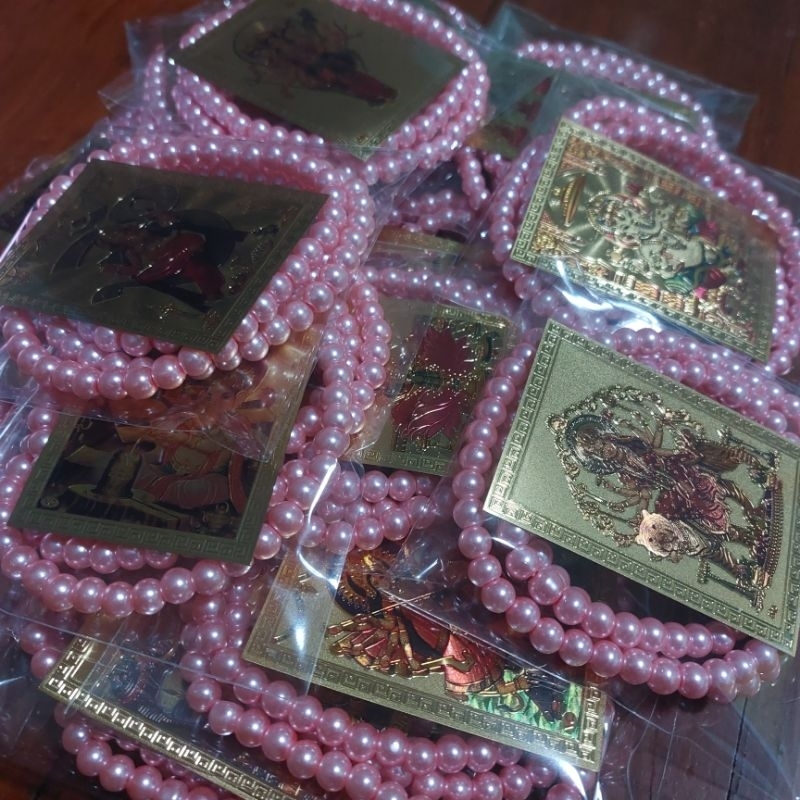 สร้อยไข่มุกสีชมพูหวาน ถวายพระแม่ลักษมี เจ้าแม่กวนอิมแถมฟรี❗️❗️แผ่นทอง(คละแบบ) - รูปที่ 2