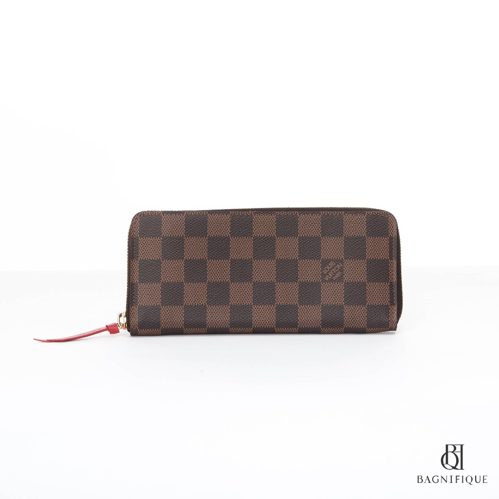 LV CLEMENCE WALLET LONG BROWN DAMIER DAMIER CANVAS GHW 1