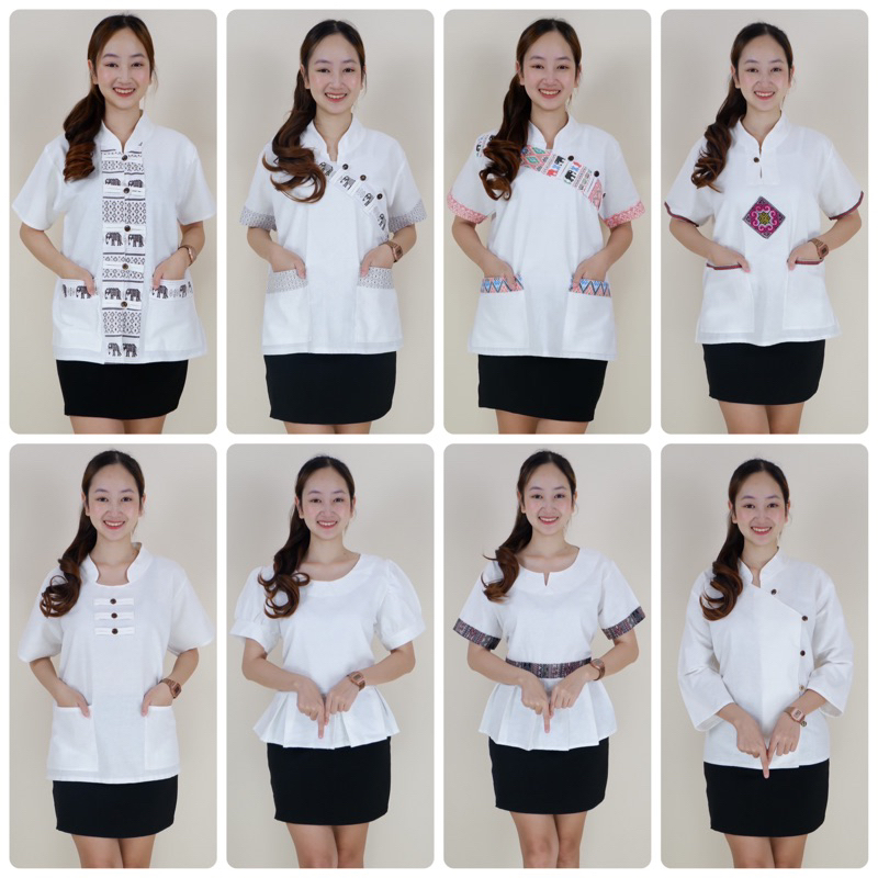 เสื้อผ้าฝ้ายสีขาว มีอก40"ถึง50"นิ้ว