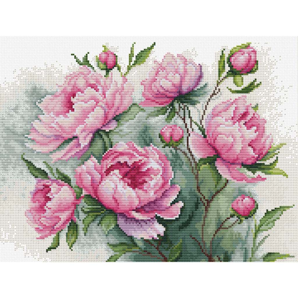 LU-B7019 The Charm of Peonies ชุดปักครอสติชลิขสิทธิ์แท้ ครอสติชไม่พิมพ์ลาย แบรนด์ Luca-S