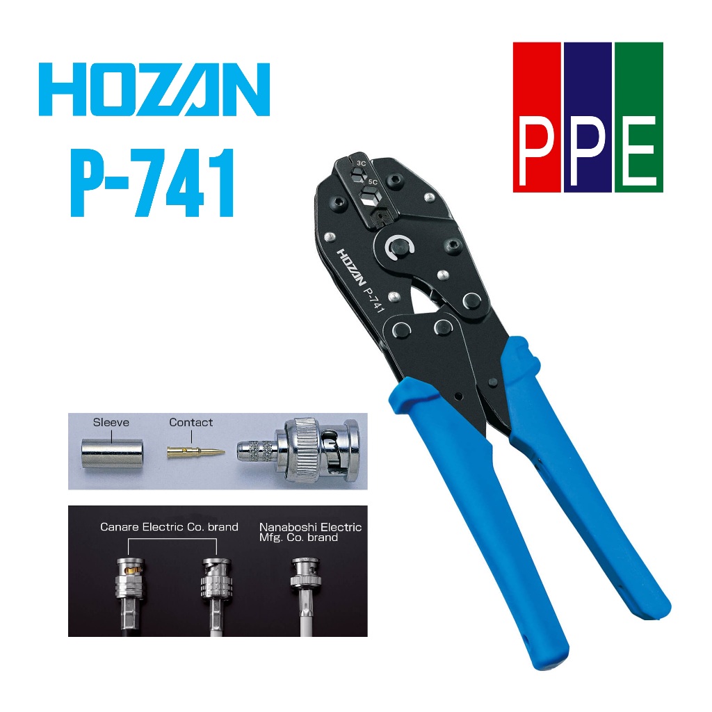 P-741 [HOZAN] คีมย้ำหางปลาขั้ว คอนเนคเตอร์ BNC (Canare Electric, to-conne)