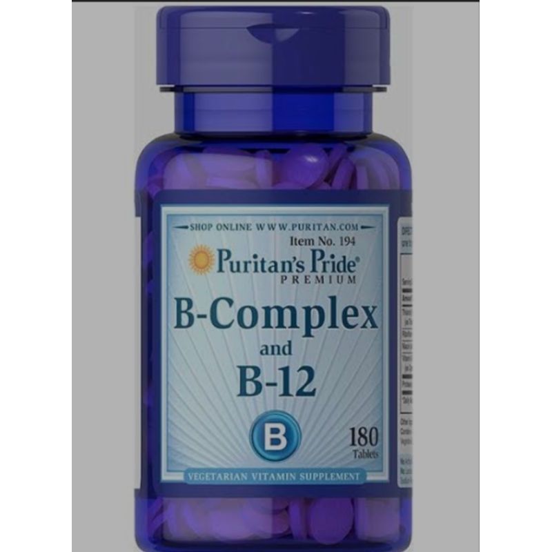 วิตามินบี Puritan's pride B-Complex with B-12 180 เม็ด ใหม่ แท้