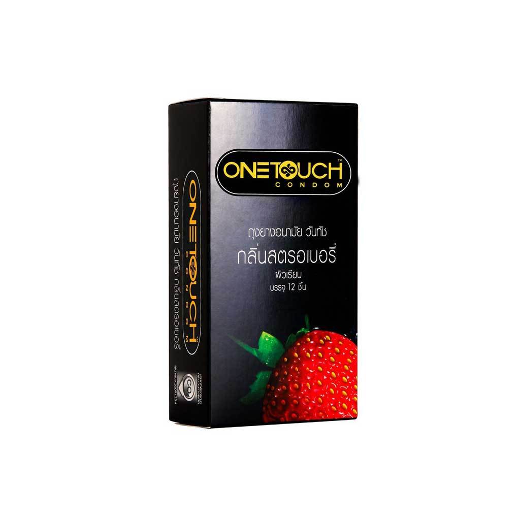 ไม่ระบุสินค้าหน้ากล่อง Onetouch วันทัชถุงยางอนามัยขนาด 52mm. รุ่นสตรอเบอร์รี่ (1กล่อง12ชิ้น)ผิวเรียบ