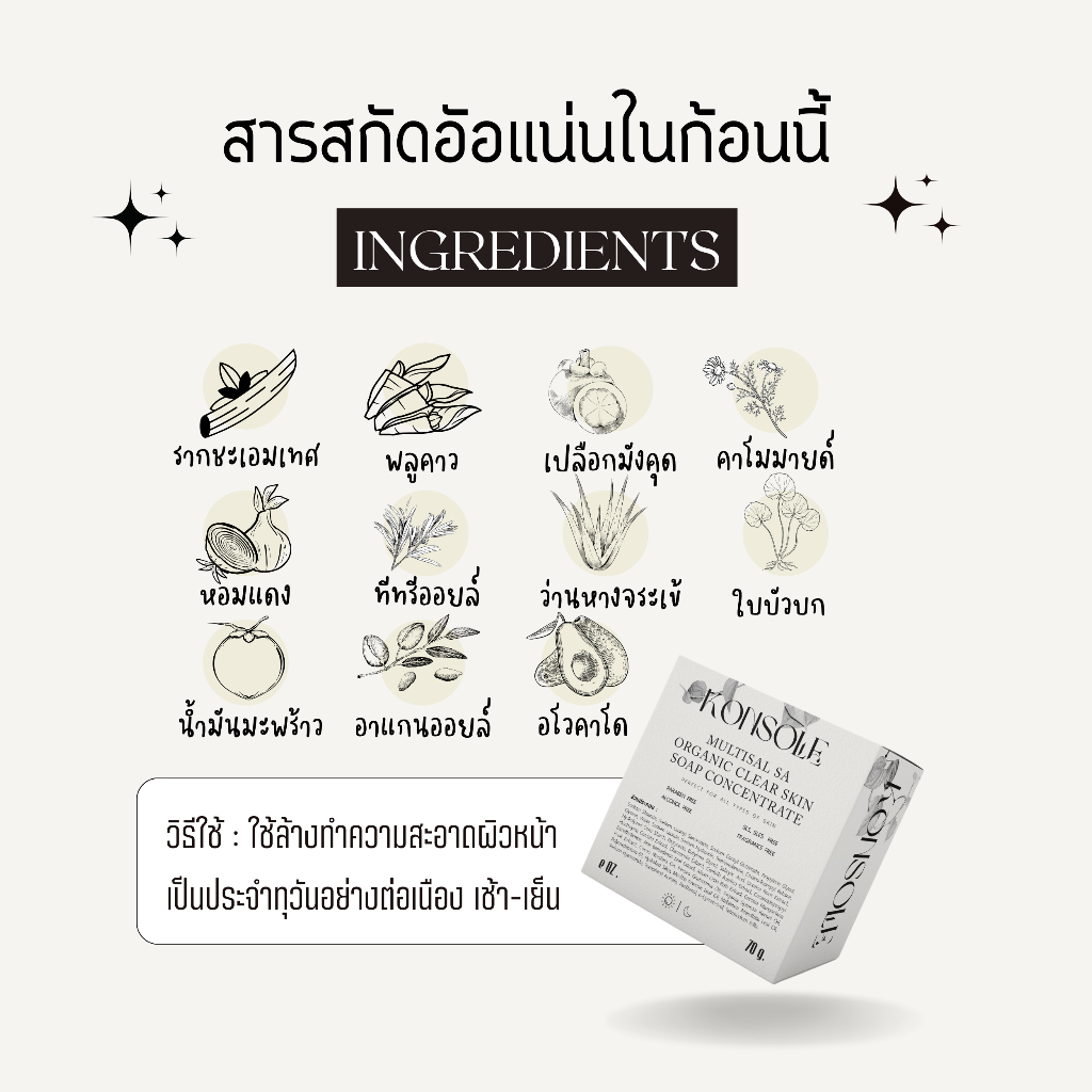 สบู่พลูคาวหน้าสด MultiSal SA Organic Cleas Skin Soap Concentrate (1 ก้อน)