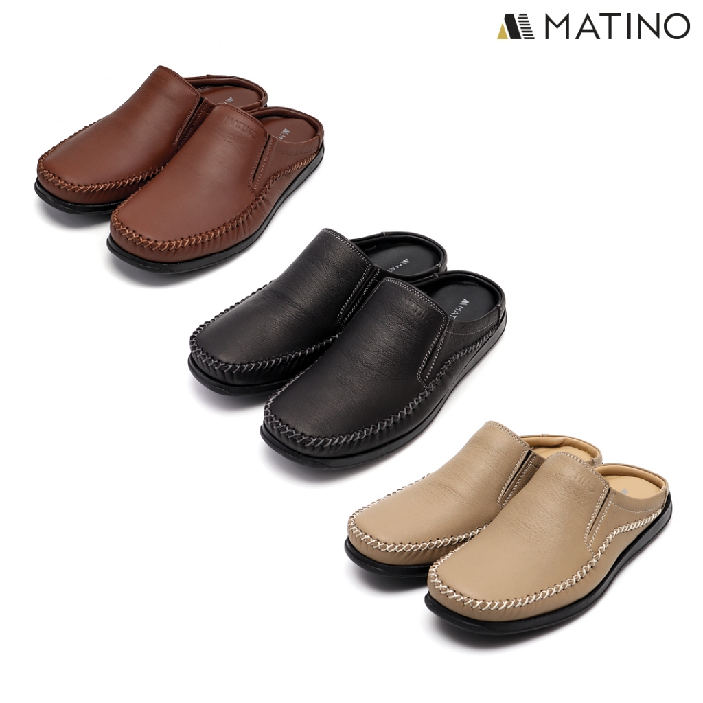 MATINO SHOES รองเท้าชายเปิดส้นหนังแท้ รุ่น MC/S 1502m - BLACK/BROWN/TORO