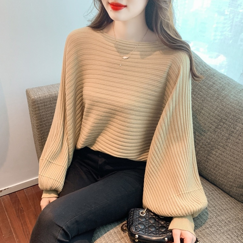 พร้อมส่ง เสื้อคอปาดแขนบอลลูน เสื้อไหมพรมแขนค้างคาว ผ้านิ่มยืดได้เยอะ ใส่สบาย
