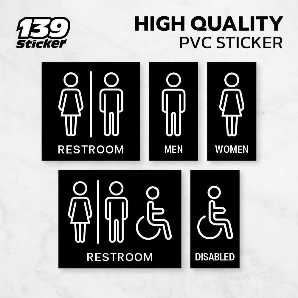 iF005SW ป้ายห้องน้ำ สติกเกอร์ห้องน้ำ RESTROOM  ป้ายพลาสวูด สติกเกอร์ PVC คุณภาพสูง