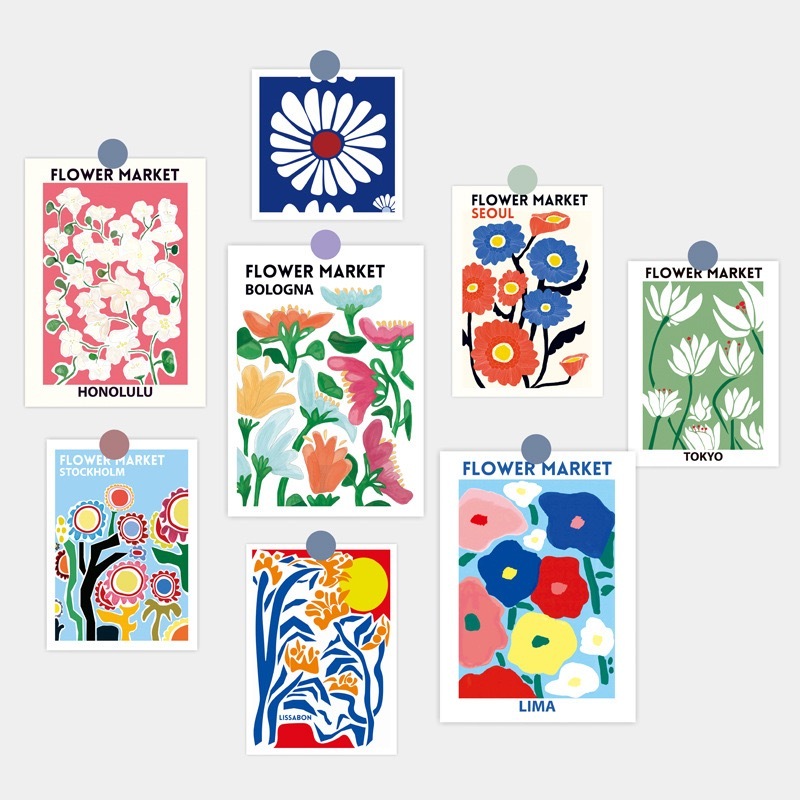 OurHome [พร้อมส่ง] การ์ดตกแต่งผนัง Wall decoration card การตกแต่งห้อง การ์ดตกแต่งกรอบรูป ศิลปะนามธรรมนอร์ดิก ดอกไม้