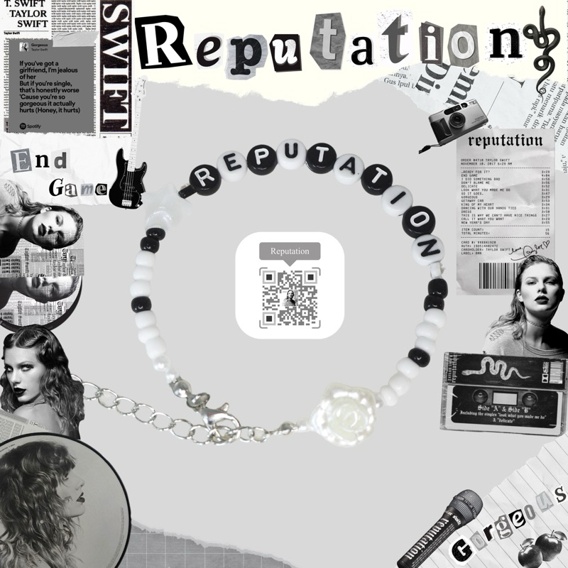 กำไลลูกปัด สร้อยข้อมือลูกปัด Reputation 🖤🤍 Taylor Swift