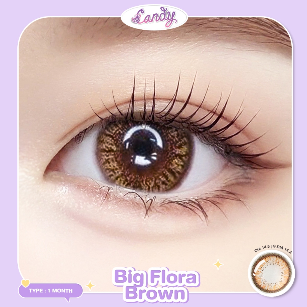 Candy lens คอนแทคเลนส์ Big flora brown พร้อมส่งแบบปกติและสายตาสั้น (สายตาที่มีในลิสกดสั่งได้เลยค่า)