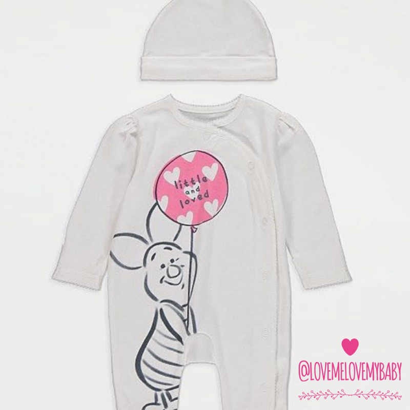 พร้อมส่ง ชุดเด็กทารก Disney Piglet White Sleepsuit with Hat