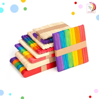 ไม้ไอติมขนาดใหญ่ ปาดแว็กซ์ (เล็ก / ใหญ่ / ขาว / สี) งานฝีมือ DIY ( 50 แท่ง / ห่อ )