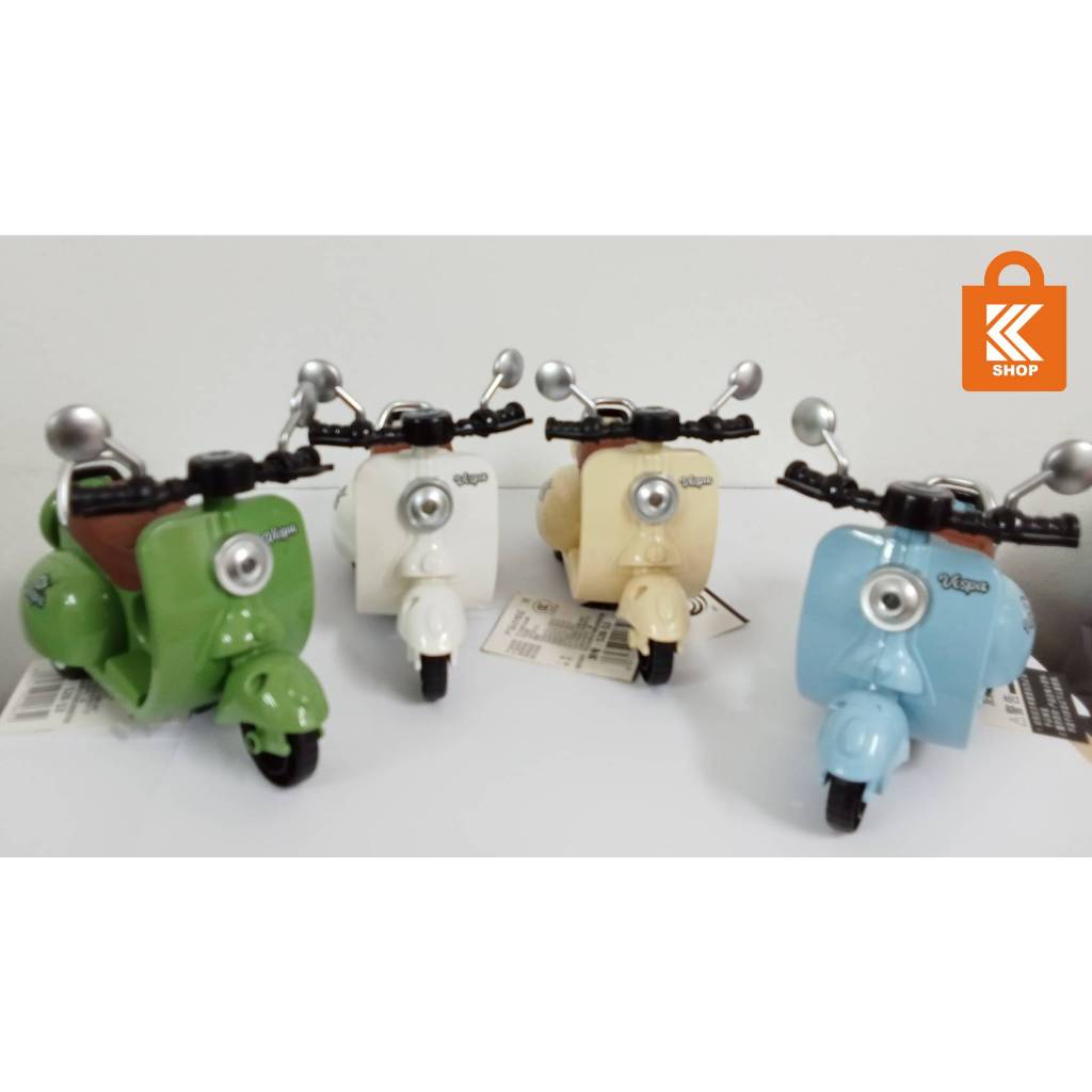 MODEL VESPA โมเดลเวสป้า ของเล่นจำลองสะสมน่ารักๆ แฮนด์หมุนได้เหมือนจริง