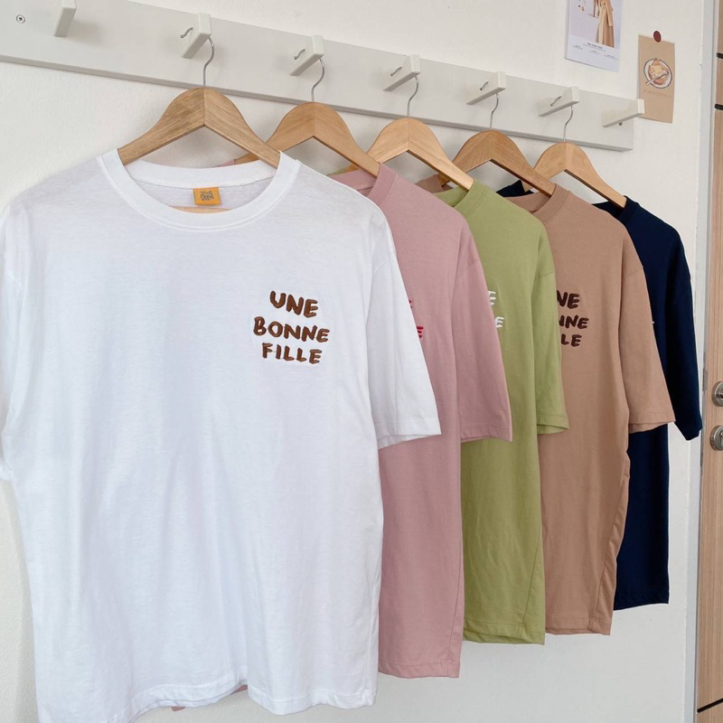Sugarbeetshop | F123 UNE BONNE FILLE เสื้อโอเวอร์ไซต์ผ้า cotton