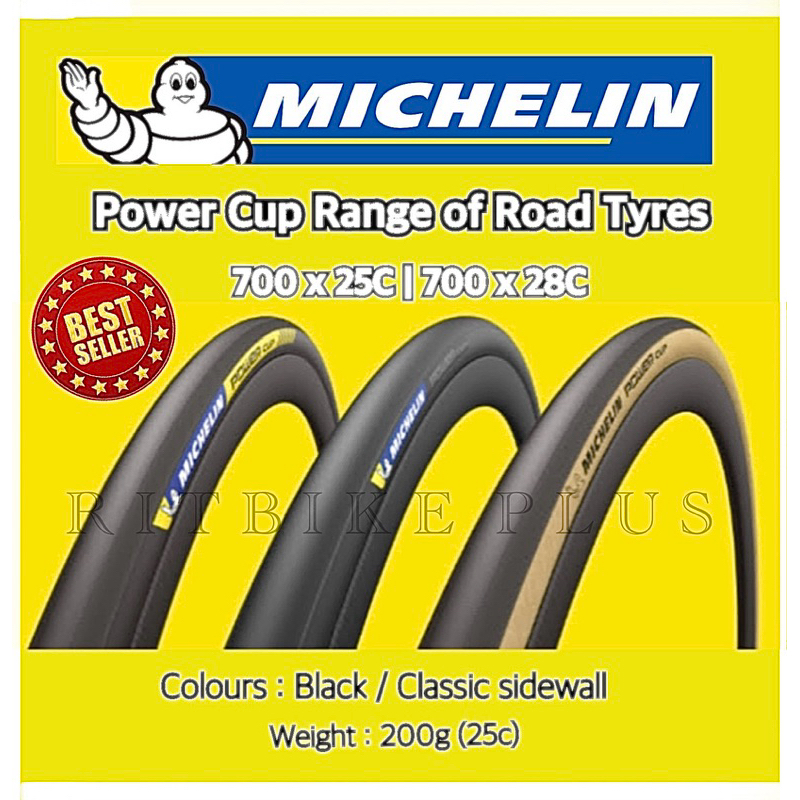 New2025 ยางนอกจักรยาน MICHELIN รุ่น POWER CUP Competition Line 700x25C&28C รุ่นธรรมดาและรุ่น TLR สีด