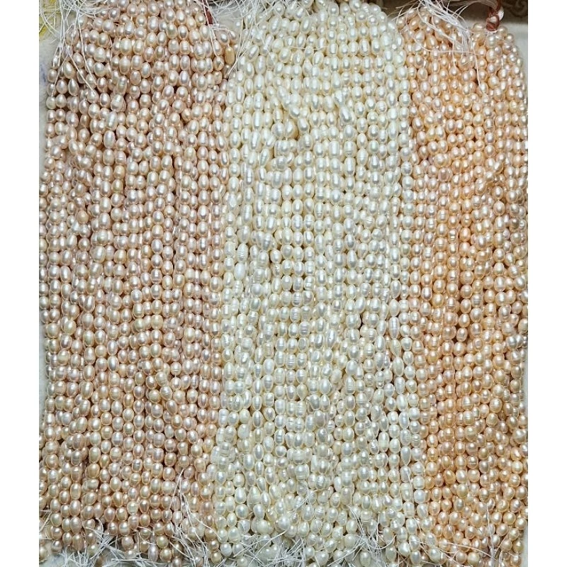 2.♥️มุกแท้💯%(Freshwater pearl) ทรงไข่ขนาด5.5-5×7.5-9มิลมิล♥️