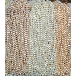 2.♥️มุกแท้💯%(Freshwater pearl)  ทรงไข่ขนาด5.5-5×7.5-9มิลมิล♥…