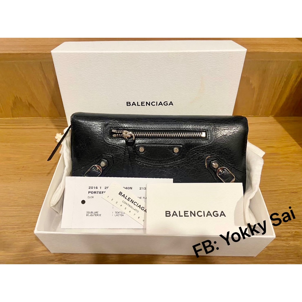 กระเป๋าสตางค์ Balenciaga long wallet (used) อะไหล่เงิน ของแท้นะคะ สภาพ 80%
