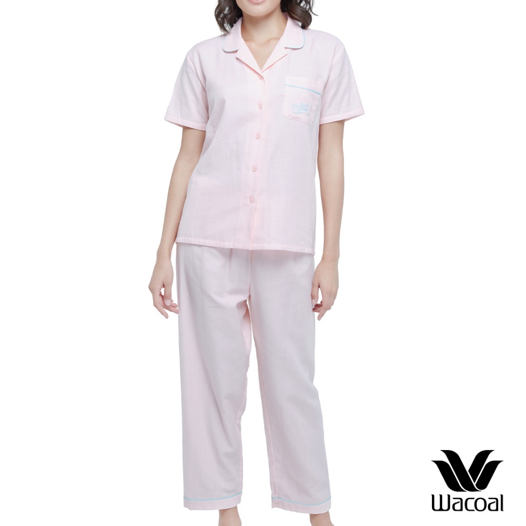 Wacoal Sleepwear เซทชุดนอนวาโก้ เสื้อแขนสั้น กางเกงขายาว รุ่น WN9C72 สีชมพู (PI)