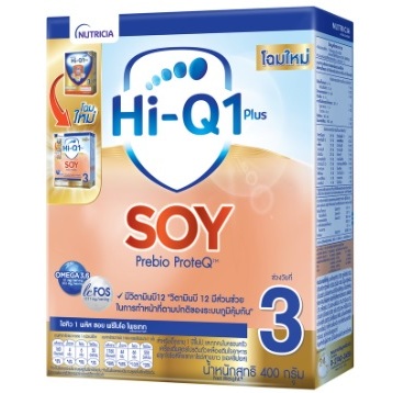 นมผงไฮคิว 1 พลัส ซอย พรีไบโอโพรเทก สูตร 3 400 กรัม  Hi-Q Soy 1 +