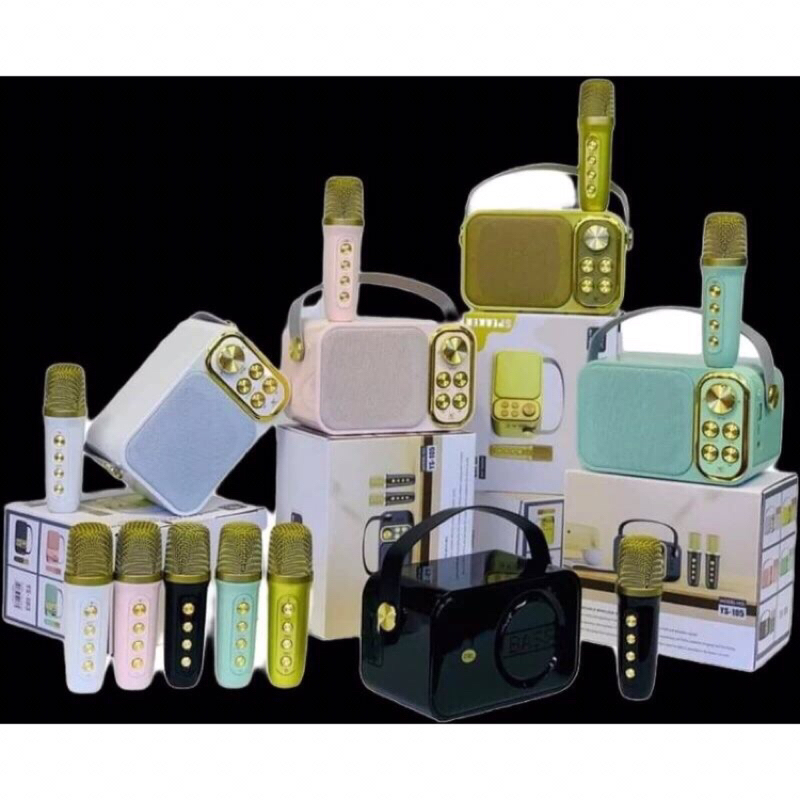 ลำโพงบลูทูธ Karaoke รุ่น YS-105 ขนาดพกพา พร้อมไมโครโฟนไร้สาย 2 ตัว