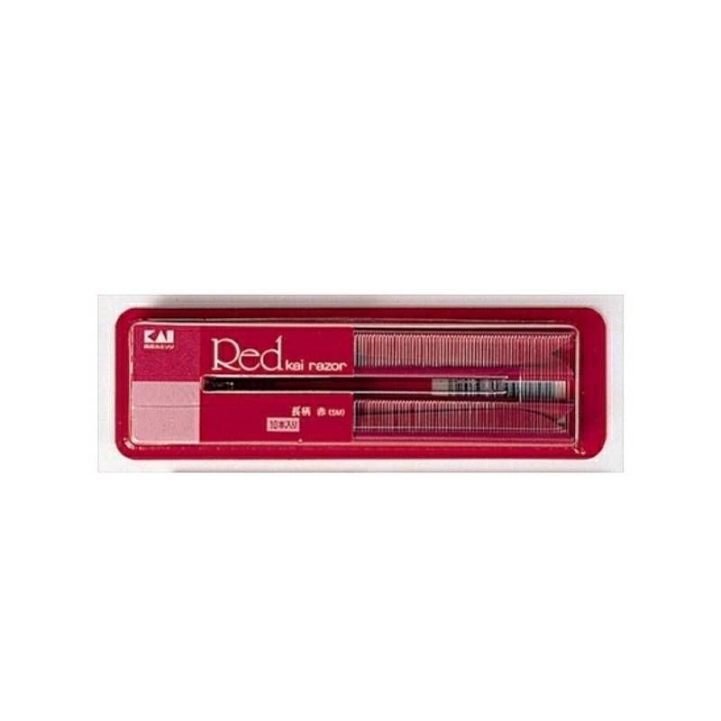 KAI มีโกนญี่ปุ่น ด้ามยาว แพ็คคุ้มค่า 10 ด้าม red kai razors