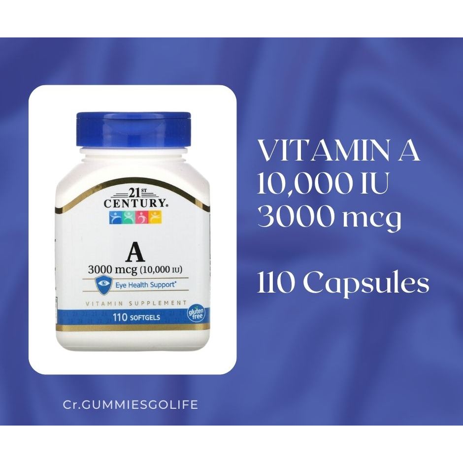 [พร้อมส่ง!] 21st Century Vitamin A 3,000 mcg (10,000 IU) 110 Softgels - วิตามิน เอ บำรุงสายตา