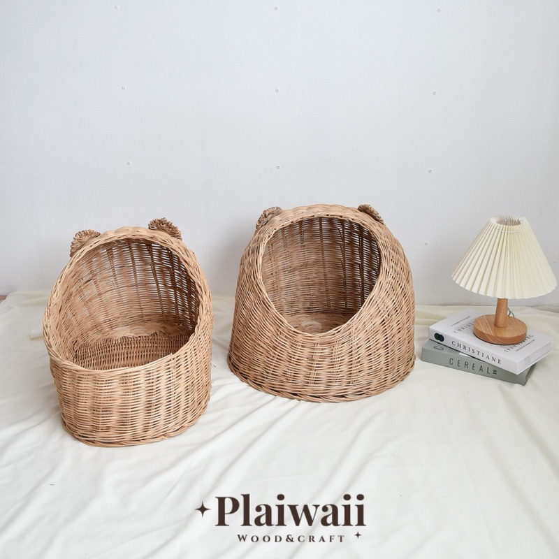 พร้อมส่ง ✅ บ้านน้องหมา บ้านน้องแมว บ้านหมา บ้านแมว หวายแท้ หวายสาน ที่นอนหมาแมว ตะกร้าหวาย