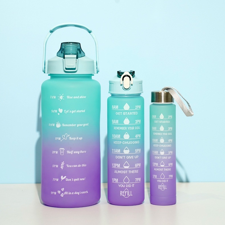 กระบอกน้ํา 2 ลิตร กระบอกน้ำสุดฮิต ขวดน้ำ 2 ลิตร (2000ml+900ml+300ml) สีพาสเทลสวยมากก พร้อมหลอด มีมาตรบอกระดับน้ำ สไตล์สป