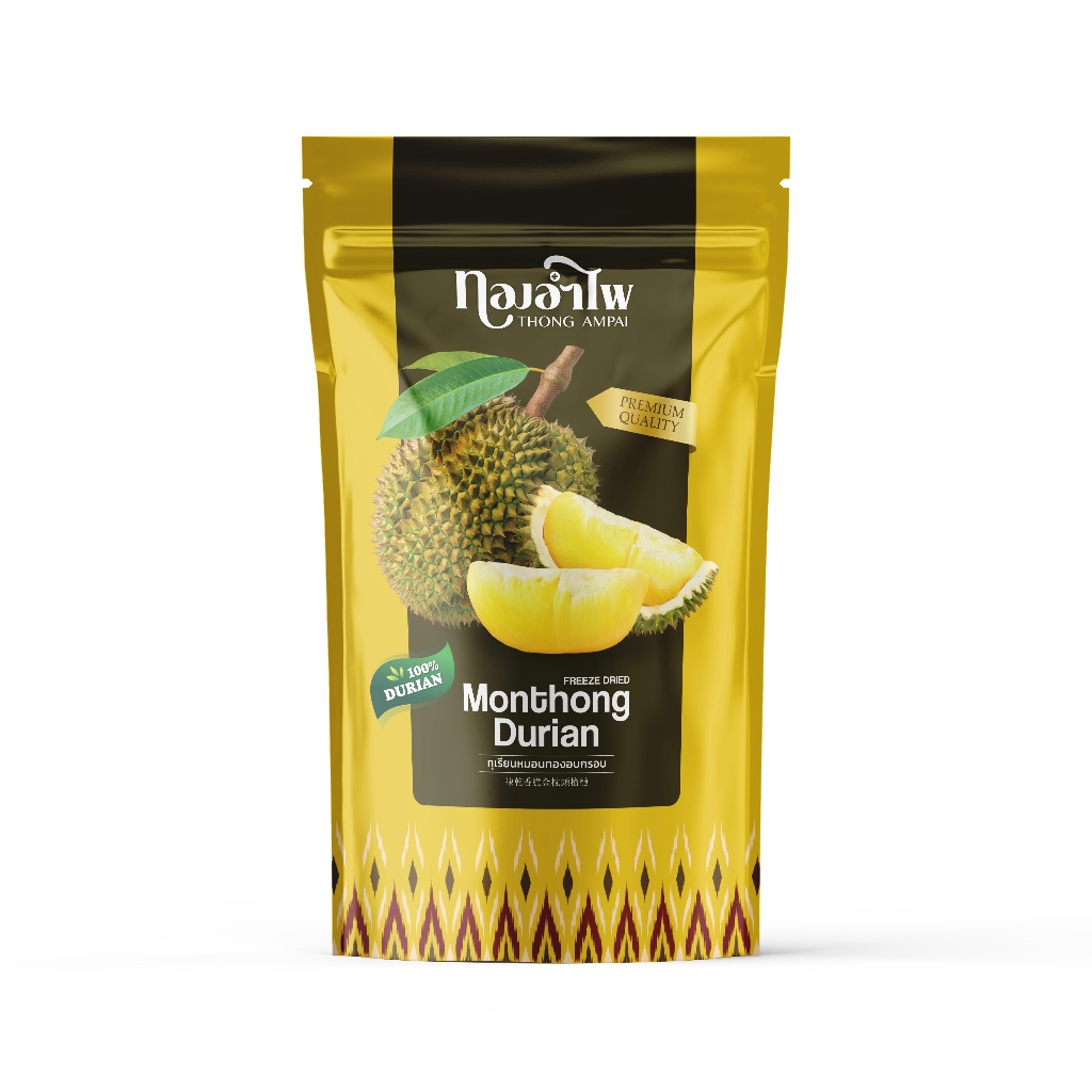ทองอำไพ ทุเรียนหมอนทองอบกรอบ 72 กรัม (ทอง) THONG AMPAI FREEZE DRIED MONTHONG DURIAN 72G (GOLD)