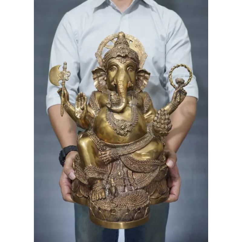 รูปหล่อ พระพิฆเนศ ปางประทานพร (โปรยเหรียญ) วัดแขก สีลม กรุงเทพฯ ปี2563 เนื้อโลหะทองเหลือง