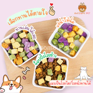 ผักกร๊อบกรอบ ขนมสุนัข ขนมแมว ผักฟรีซดรายสำหรับสัตว์เลี้ยง ผักผสมเนื้อไก่