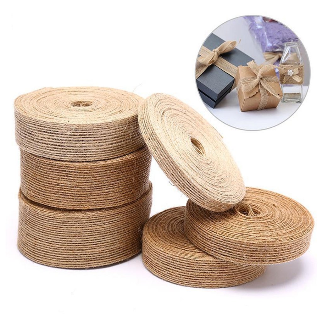 P024 ริบบิ้น ผ้ากระสอบ 10m กว้าง 10-50 มม. งานฝีมือ ตกแต่ง ริบบิ้นกระสอบ ทำโบว์ วินเทจ ธรรมชาติ SP ราคา ถูกที่สุด ดีลบีเคเค แกลเลอรีภาพที่ 4