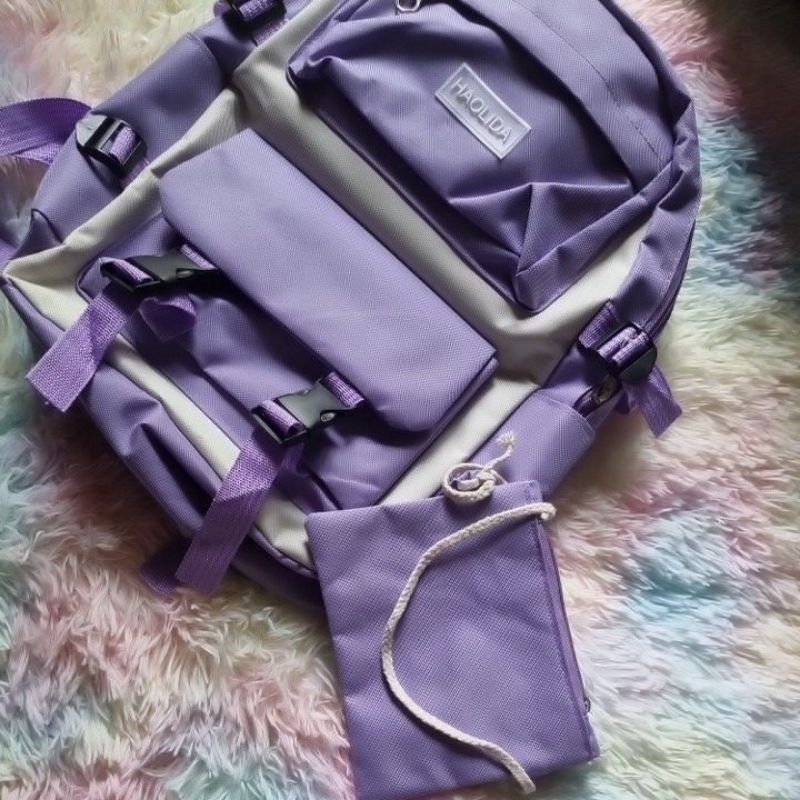 กระเป๋าเป้ใบแม่ลูกสีม่วงพาสเทล