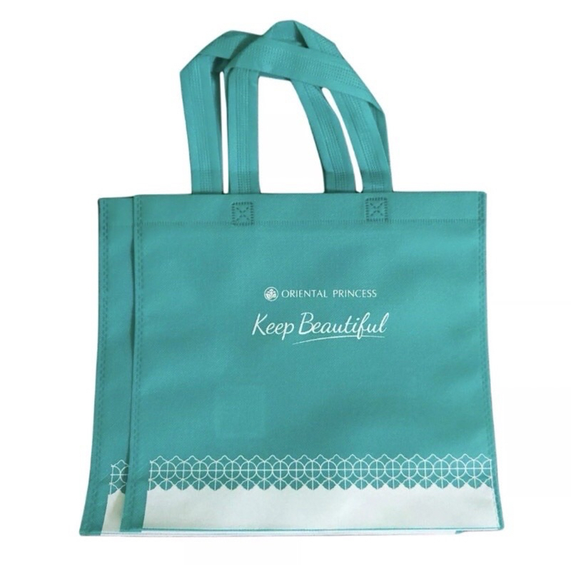 ถุงผ้าสปันบอนด์ Oriental Princessสีเขียว เหนียว ทนทาน ไม่ขาดง่าย size เล็ก 10 fr