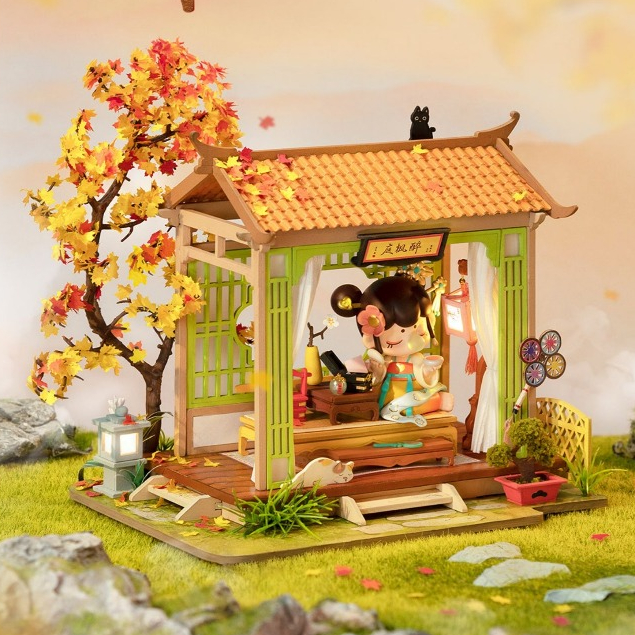 [พร้อมส่ง] บ้านตุ๊กตา DIY ประกอบเอง ฉากจีน Maple House แถมตุ๊กตา Nanci ตามภาพ Limited Edition จาก Robotime (SN012)