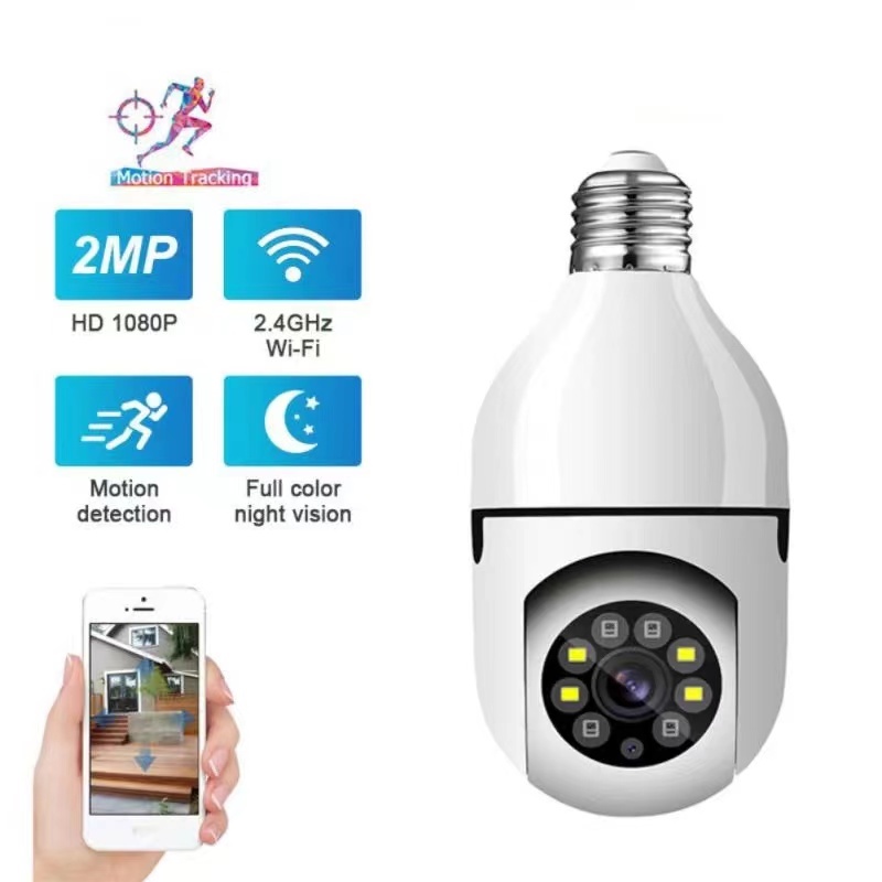 กล้องหลอดไฟ A6 กล้องตรวจสอบระยะไกล WiFi 360 องศาหัวโคมไฟสีความละเอียดสูงบ้านอัจฉริยะ