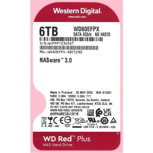 WD 6TB Red Plus NAS Internal Hard Drive  WD60EFPX