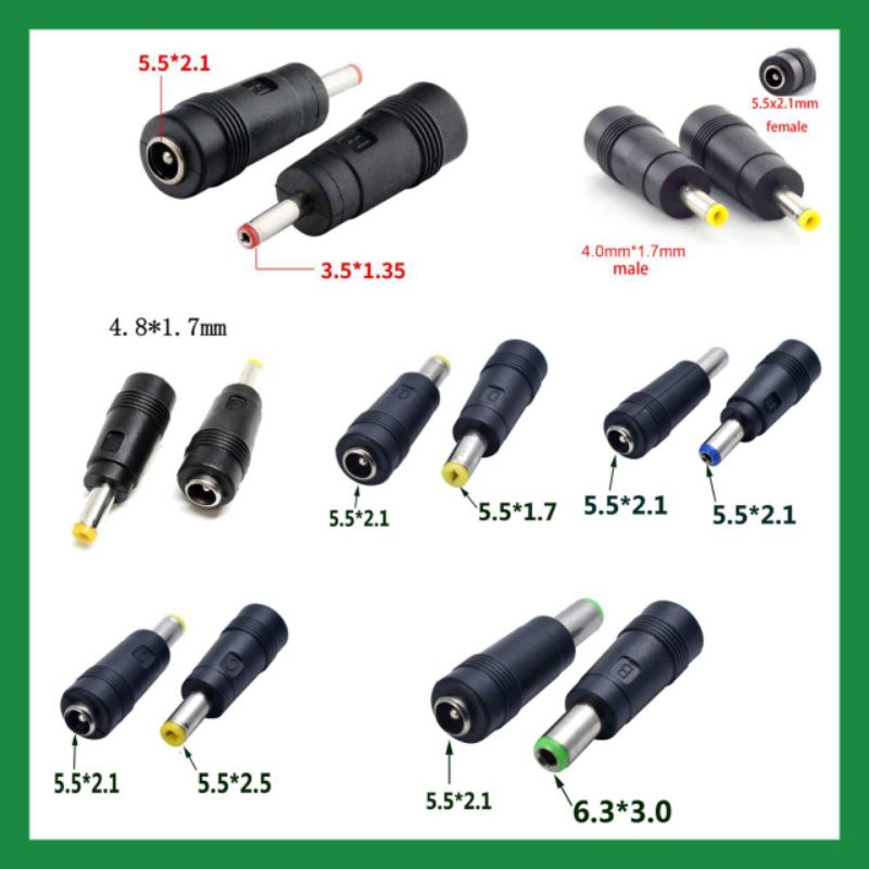 หัวแปลงปลั๊กเชื่อม adapter DC ขนาด 5.5 × 2.1แปลงเป็นขนาดต่างๆ 8 ไซส์ ราคา ถูกที่สุด ดีลบีเคเค แกลเลอรีภาพที่ 3