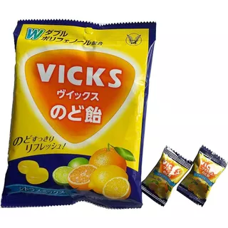 Vicks ลูกอมแก้เจ็บคอ รสส้มรวม 70g . 大正製菓 Vlcksのど飴シトラスミックス