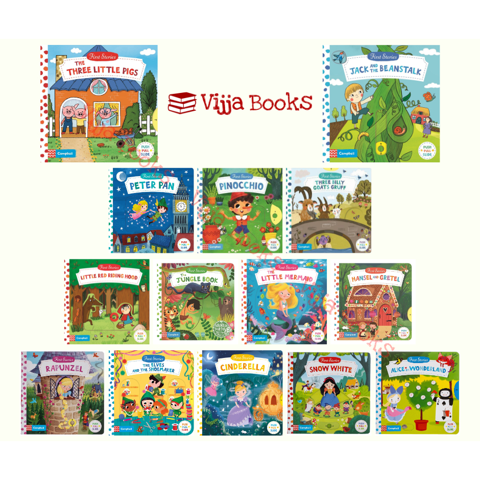 First Stories Push Pull Slide Board Book หนังสือเด็ก นิทาน ภาษาอังกฤษ ดึง เลื่อน Campbell ลิขสิทธิ์แท้ เลือกเล่มได้ [Z]